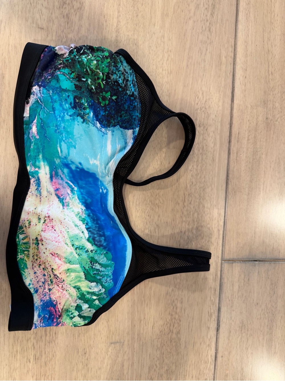 Athleta Multicolor Blue-Green Printed Sports Bra